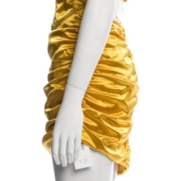 NWOT For Love & Lemons Yellow Ruched Bustier Corset Drew Mini Dress XS $259 - Picture 12 of 12